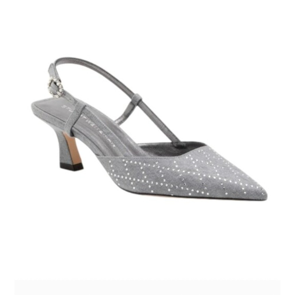 Stuart Weitzman Vinnie Crystal 50 Slingback Pump 7 Perla cleara